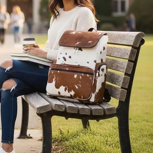 Sacs d'étudiant en cuir de vachette véritable avec poils, vente en gros, fournisseur OEM, sacs d'école personnalisés de qualité export mondial - Product Image 2