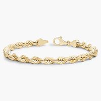 Bracelet de fiançailles pour homme en or jaune 9 carats, chaîne en corde à coupe diamantée vintage de 8 pouces