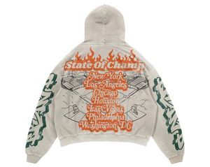 Vente en gros de sweats à capuche unisexes surdimensionnés en molleton 100% coton, imprimés par transfert thermique, style vintage, coupe ample, avec poche avant, épaules tombantes, personnalisables - Product Image 2