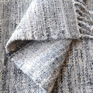 Tapis d'intérieur gris en laine tissée plate, uni, avec franges tressées, texture moderne, envers en latex, pour salon, chambre à coucher, décoration intérieure - Product Image 3