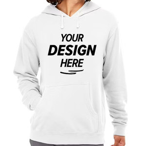 Men's <b>White</b> 100% Cotton French Terry <b>Oversized</b> <b>Hoodies</b> Solid Color Pocket Front Print Casual Autumn Wear Anti-Wrinkle Sweatshirt - Product Image 1