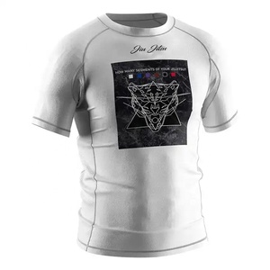 High Quality Custom Men's Compression Printed Rash Guard Short Sleeve White Black <b>BJJ</b> Training Tops <b>T</b>-<b>Shirt</b> for Gym MMA - Product Image 2