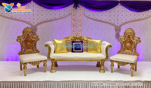 Elegante sofá nupcial de boda para Henna Night Stage Maharaja sofá de diseño para boda pakistaní decoración de boda Mehndi sofá de escenario - Product Image 3