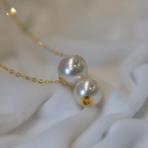 Collier en perles de mer naturelles Akoya, polyvalent, classique, pendentif en or 18 carats, lumière miroir, collier de route, en provenance du Japon - Product Image 2