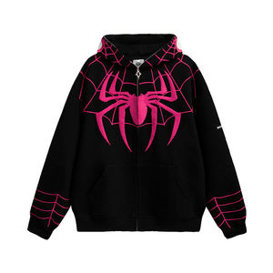 Sudadera con capucha de diseñador personalizada, estilo Y2K, con diseño de araña, holgada, unisex, de punto, estilo hip hop, bordada, con cremallera completa, para hombre - Product Image 4