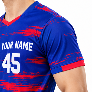 Conjunto de Uniforme de Fútbol Azul Rey Personalizado con Detalles Rojos, Ropa Deportiva de Fútbol al por Mayor para Hombre - Product Image 6