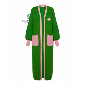 Alpha | Kapa | Alpha Sorority Women's Long Cardigan Embroidered <b>Cable</b> Knit Duster Acrylic Sweater Open Front Maxi Greek Apparel - Product Image 1
