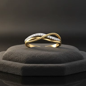 แหวนแต่งงานทองคำแท้แบบไขว้ 2 แถว ประดับเพชรสำหรับผู้หญิง ดีไซน์อินฟินิตี้ เหมาะเป็นของขวัญหมั้น - Product Image 6