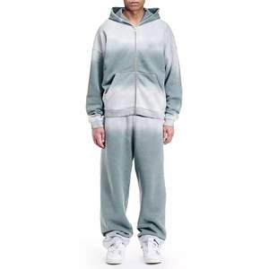 Conjunto de Sudadera con Capucha y Pantalones Deportivos de Alta Calidad con Efecto Deslavado al Sol, Estilo Vintage, para Hombre - Product Image 1