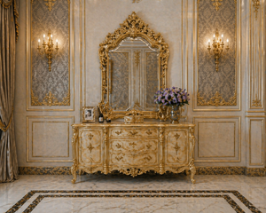 French Style Dresser With <b>Mirror</b> For Bedroom Buy White And Gold <b>Vanity</b> <b>Table</b> Imperial Hand-Carved Teak Wood Dressing <b>Table</b> Set - Product Image 6