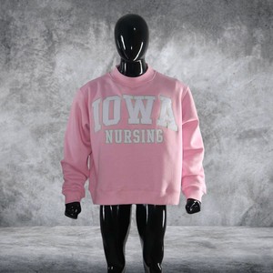 Iowa Nursing Pink Quality Custom Crewneck <b>Mock</b> <b>Neck</b> Sweatshirt Vintage Chenille Applique Embroidery Letter Heavyweight Unisex - Product Image 3
