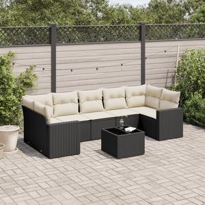 Conjunto de 8 Muebles de Jardín Elegantes en Color Blanco Crema y Negro - Product Image 1