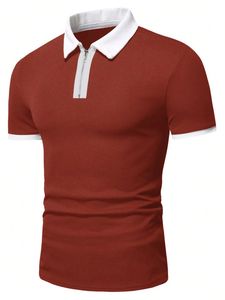 Contrast Color Zipper Silk Screen Printed Eco-Friendly for T-<b>Shirt</b> Men Short Sleeve <b>Patchwork</b> Knitted Casual Business Tee - Product Image 2