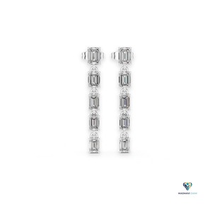 Pendientes colgantes lineales de diamante cultivado en laboratorio con corte esmeralda de 2.75 CT en oro macizo de 18K, pendientes colgantes articulados graduados para mujer - Product Image 1