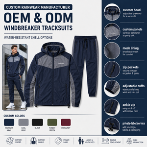 Chaqueta Deportiva Impermeable con Capucha y Logotipo Personalizado, Pantalones con Forro de Malla Transpirable y Bolsillo Trasero con Cremallera, Venta al Por Mayor - Product Image 3