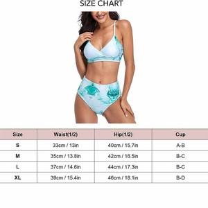 Best Selling Two Piece Bikini Set for Ladies Solid High Waist Stretch Fabric <b>Crossed</b> Halter <b>Top</b> Swimwear Front Logo - Product Image 3