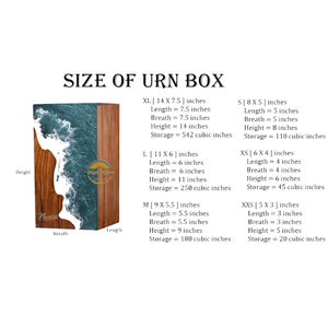 Ocean Inspired Resin & Natural Wood Cremation Urn Handmade Blue Wave Funeral Ashes <b>Box</b> by AYAANS - Product Image 3