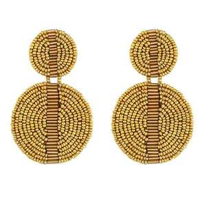 Pendientes y aros bordados a mano con cuentas de semillas, de alta calidad, para bodas, fiestas, pendientes étnicos festivos, joyería de moda. - Product Image 5