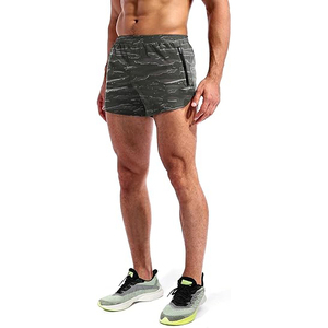 Shorts de sport camouflage pour homme à séchage rapide avec poche zippée, taille élastique, taille mi-haute, longueur courte - Product Image 3