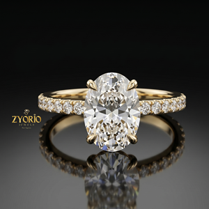 Oval Cut Diamond Engagement <b>Ring</b> in 925 Sterling <b>Silver</b> – Hidden Halo Pave Promise <b>Ring</b> for Women - Product Image 3