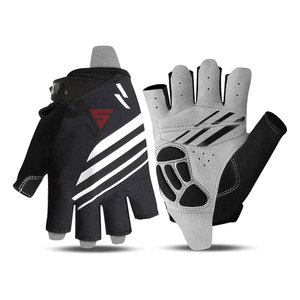 Gants de cyclisme mi-doigts personnalisés avec logo pour hommes, fabriqués en tissu extensible, design réfléchissant, simili cuir absorbant les chocs et antidérapant - Product Image 1