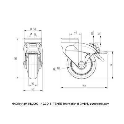 Design Roll GALEA5071YGP100P30-13 Furniture Casters