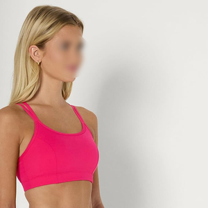 Women's Pink Seamless Racerback Sports Bra Scoop Neck High Support Quick Dry Breathable Fitness Yoga Running Athletic Bra - Product Image 2