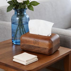 Acacia Wood Tissue Box Custom Handmade Wood Box, Rustic Napkin Holder, Boho <b>Table</b> top Decor , Wooden Cover, Wooden Organizer - Product Image 1