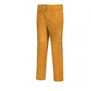 Pantalon de soudeur en cuir de vachette pleine fleur de qualité supérieure, résistant aux flammes et à l'abrasion, vêtement de travail de sécurité de classe pour la lutte contre les incendies - Product Image 4
