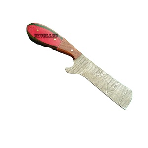 Coltello Skinner da caccia tattico fatto a mano in acciaio damasco con manico in legno Pakka e copertura in pelle libera - Product Image 3