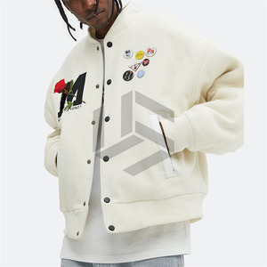 OEM Custom Wholesale Embossed Canvas Sleeves Baseball Bomber Letterman Varsity <b>Jacket</b> for <b>Men</b> <b>Waterproof</b> Breathable Windproof - Product Image 1