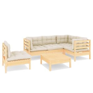 Ensemble de salon de jardin modulaire en pin massif crème et 100 % polyester - Product Image 2