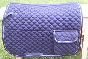 Tapis de selle matelassé de dressage anglais en tissu de polyester et satin de coton avec poches latérales Fournisseurs des meilleures ventes d'Inde - Product Image 3