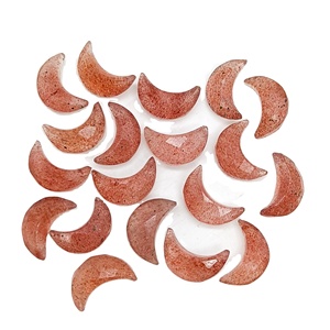 Cuentas de cuarzo fresa facetadas en forma de media luna para la elaboración de joyas, 12 mm, sueltas, talladas a mano, briolette de cuarzo rosa - Product Image 1