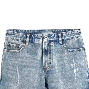 Short en jean déchiré brodé vintage pour homme – Style décontracté et tendance pour l'été - Product Image 6