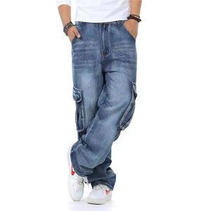 Pantalones de Hombre con Logotipo Personalizado, Bordado 3D, Estilo Desgastado, Jeans Holgados, Cintura Alta, Estilo Hip Hop, Denim Lavado Medio, Otoño - Product Image 3