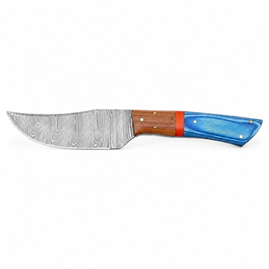 Cuchillo de Caza Burraq Personalizado, Hecho a Mano, OEM, de Acero de Damasco, con Punta de Gota, Mango de Madera Azul, 9 Pulgadas, Hoja de 0.5mm, para Camping y Actividades al Aire Libre - Product Image 1