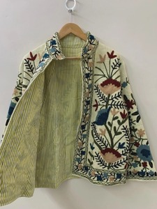 Poncho de Algodón Bordado con Flores Estilo Bohemio, Cuello en V, Manga Larga, Ropa Exterior para Mujer, Estilo Casual de Primavera - Product Image 3