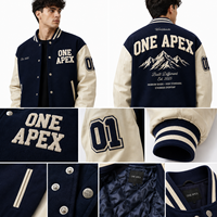 Blouson Bomber Baseball Premium en Toile Marine Hiver pour Homme, Personnalisable avec Broderie, Style Streetwear