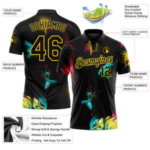 Polo personnalisé en gros 100 % polyester, sublimation, vêtements de golf, uniforme d'équipe sportive, club, impression de logo et nom personnalisés OEM - Product Image 4