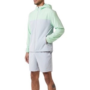 Men's Lightweight 100% Cotton Solid Color <b>Wind</b> <b>breaker</b> Set Custom Logo Windbreaker Jacket Shorts 2-Piece Set - Product Image 1