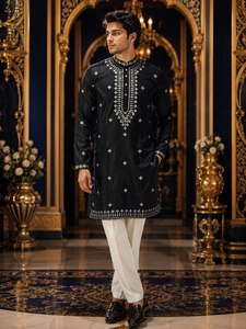 AARIKA TEXTILE – Nouvelle collection de pyjamas et kurta de luxe en soie pure brodée pour homme, avec travail au fil métallisé, idéale pour les mariages traditionnels et les occasions festives, livraison rapide - Product Image 3