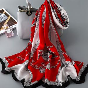 OEM ODM Custom 100% Pure Silk Twill <b>Square</b> <b>Scarf</b> for Women Printed Fashion Silk <b>Scarves</b> Wholesale 90x90cm Factory Supply - Product Image 3