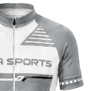 Ensemble maillot et short de cyclisme gris clair et blanc, manches courtes, fermeture éclair intégrale, séchage rapide, rembourré, pour équipe de course, entraînement et performance sportive - Product Image 6
