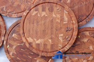 Tabla de cortar de madera, bandeja hecha a mano, grabada con láser, artículo de regalo artesanal, hecho en Vietnam - Product Image 6