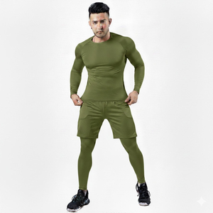 Fabrication professionnelle de combinaisons de compression pour hommes, ensembles de vêtements de sport en 2 pièces, ensembles de compression à prix de gros - Product Image 2