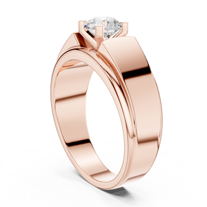 Anillo solitario de oro amarillo con diamante cultivado en laboratorio para hombre – Anillo de compromiso de lujo moderno con diamante para novio - Product Image 5