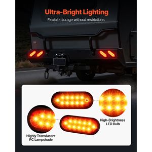 ไฟท้าย LED กันน้ำ 12V รูปวงรี 4 ชิ้น ชุดไฟเบรก ไฟเลี้ยว สำหรับเรือและรถลากจูง - Product Image 3