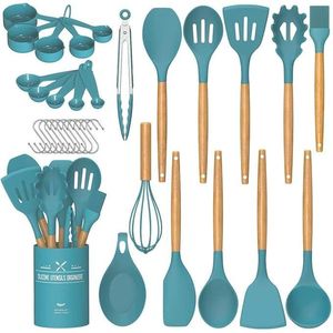 Ensemble d'ustensiles de cuisine pour chef de 33 pièces, ustensiles en silicone antiadhésifs, y compris spatule, porte-ustensiles et gadgets - Product Image 1