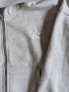 Gray Men Midweight Winter Eco-Friendly Printed Casual Solid Regular Fit Hoodie Sweatpants Set Zip Tracksuit Full Length Jogger - Product Image 2